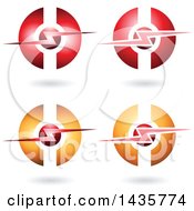 Poster, Art Print Of Horizontal Electric Lighting Bolt And Sphere Icons With Shadows