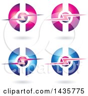 Poster, Art Print Of Horizontal Electric Lighting Bolt And Sphere Icons With Shadows