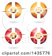 Clipart Of Horizontal Electric Lighting Bolt And Sphere Icons With Shadows Royalty Free Vector Illustration by cidepix