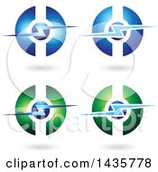 Clipart Of Horizontal Electric Lighting Bolt And Sphere Icons With Shadows Royalty Free Vector Illustration by cidepix