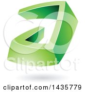 Clipart Of A 3d Abstract Green Letter A With A Shadow Royalty Free Vector Illustration