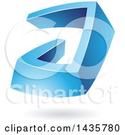 Clipart Of A 3d Abstract Blue Letter A With A Shadow Royalty Free Vector Illustration