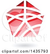 Clipart Of A Floating Pentagon With Stripes And A Shadow Royalty Free Vector Illustration