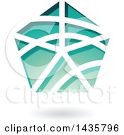 Clipart Of A Floating Pentagon With Stripes And A Shadow Royalty Free Vector Illustration by cidepix