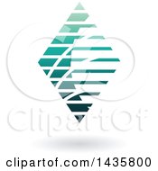 Clipart Of A Floating Abstract Diamond Design With Stripes And A Shadow Royalty Free Vector Illustration by cidepix