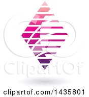 Clipart Of A Floating Abstract Diamond Design With Stripes And A Shadow Royalty Free Vector Illustration