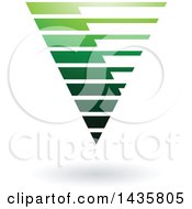 Clipart Of A Floating Abstract Capital Letter V With Horizontal Slices And A Shadow Royalty Free Vector Illustration