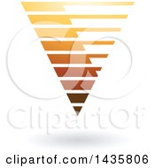 Poster, Art Print Of Floating Abstract Capital Letter V With Horizontal Slices And A Shadow