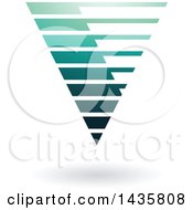 Poster, Art Print Of Floating Abstract Capital Letter V With Horizontal Slices And A Shadow