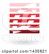 Clipart Of A Floating Abstract Square And Leaf With Horizontal Lines And A Shadow Royalty Free Vector Illustration