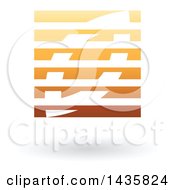 Clipart Of A Floating Abstract Square And Leaf With Horizontal Lines And A Shadow Royalty Free Vector Illustration by cidepix