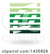 Floating Abstract Square And Leaf With Horizontal Lines And A Shadow