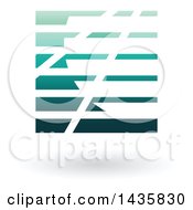 Floating Abstract Square With Horizontal Lines And A Shadow