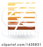 Poster, Art Print Of Floating Abstract Square With Horizontal Lines And A Shadow