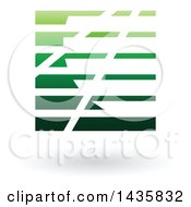 Poster, Art Print Of Floating Abstract Square With Horizontal Lines And A Shadow