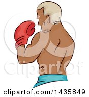 Poster, Art Print Of Rear Side View Of A Black Male Boxer Holding Up A Glove