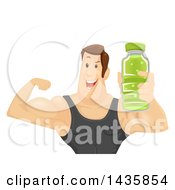 Poster, Art Print Of Brunette Caucasian Man Wearing A Tank Top Holding An Energy Drink And Flexing His Biceps