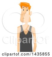 Clipart Of A Sad Skinny Red Haired Caucasian Man Wearing A Tank Top Royalty Free Vector Illustration