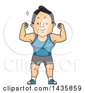 Poster, Art Print Of Cartoon Strong Man Flexing His Muscles