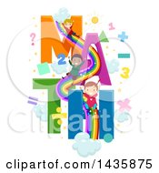Poster, Art Print Of School Children On A Math Rainbow Slide