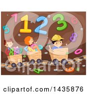 Clipart Of School Children Riding Mining Carts Through A Number Cave Royalty Free Vector Illustration by BNP Design Studio