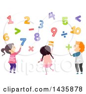 Poster, Art Print Of School Children Playing With Numbers