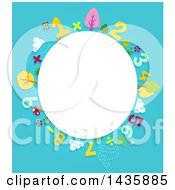 Poster, Art Print Of Blank Oval Framed With Numbers And Plants