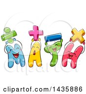 Clipart Of Happy Letters Spelling MATH Holding Symbols Royalty Free Vector Illustration