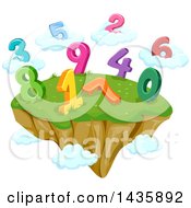 Poster, Art Print Of Floating Island With Numbers And Clouds