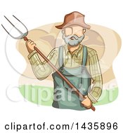 Clipart Of A Sketched White Male Farmer In Overalls Royalty Free Vector Illustration