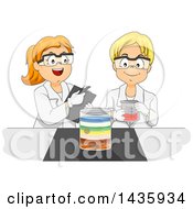 Poster, Art Print Of School Children Studying Physics Density With Liquids