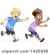 Clipart Of School Children Playing Tag Royalty Free Vector Illustration