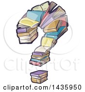 Clipart Of A Question Mark Made Of Books Royalty Free Vector Illustration