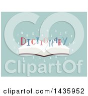 Clipart Of An Open Book With Dictionary Text And Letters Royalty Free Vector Illustration