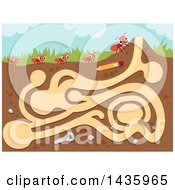 Clipart Of A Maze With Fire Ants Royalty Free Vector Illustration by BNP Design Studio