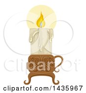 Poster, Art Print Of Melting And Lit Candle In A Holder