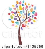 Poster, Art Print Of Tree With Colorful Hand Print Foliage