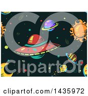 Poster, Art Print Of Seamless Ufo And Outer Space Background