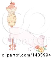 Clipart Of A Mannequin With A Dress Roses And Ribbon Royalty Free Vector Illustration by BNP Design Studio