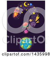 Poster, Art Print Of Science And Astronomy Icons With Earth Forming A Question Mark