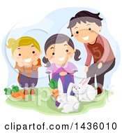 Poster, Art Print Of Man Teaching Girls About Rabbits