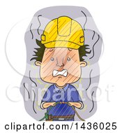 Cartoon Male Electrician Getting Shocked By A Live Wire