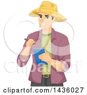Poster, Art Print Of Happy Male Farmer Wearing A Straw Hat And Taking Notes
