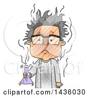 Cartoon Male Scientist After A Failed Experiment