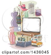 Poster, Art Print Of Sketched Board In A Room With Items For Sale