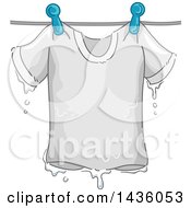 Poster, Art Print Of Soaking Wet White Tee Shirt On A Clothes Line