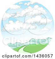 Poster, Art Print Of Mountainous Landscape With Clouds In A Circle