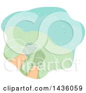 Clipart Of A Pair Of Feet In Shallow Water Royalty Free Vector Illustration