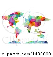 Clipart Of A Colorful Geometric World Map Atlas Royalty Free Vector Illustration