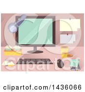 Poster, Art Print Of Desktop Computer With Snacks And Accessories